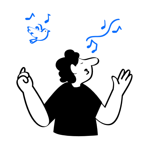 A man and a bird singing